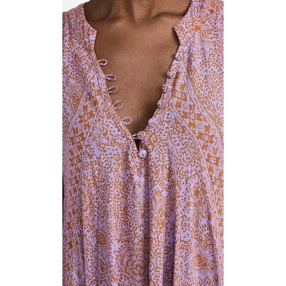 Natalie Martin Fiore Midi Dress Shangri-La Print Womens Size M Resortwear Orchid - Picture 2 of 11